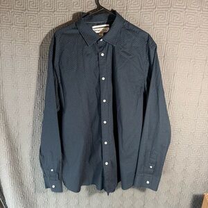 Old Navy Button Shirt Mens Size XXL Blue Long Sleeve Slim Fit Built In Flex